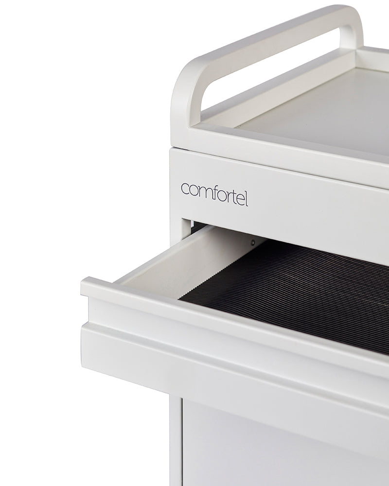 Studio 3 - Vitt rullvagn med 3 lådor och utdragsfack